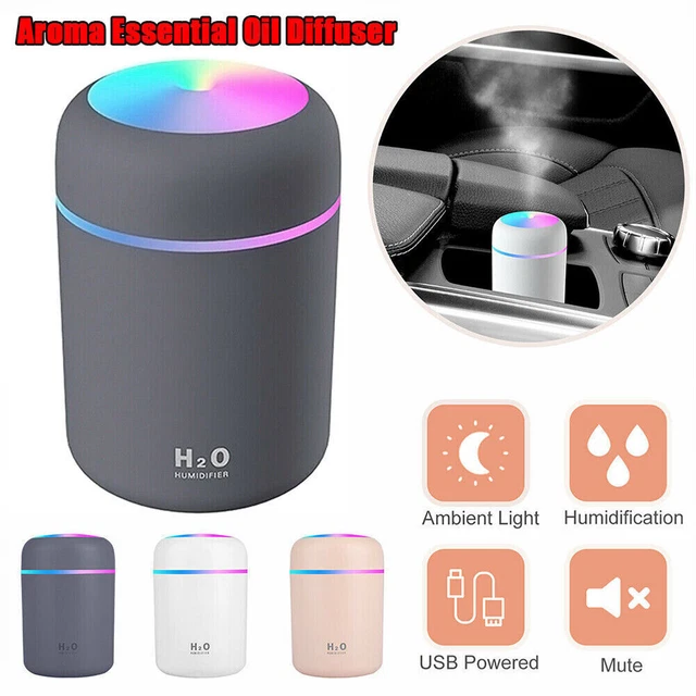 USB Mini Car Humidifier Air Purifier LED Light Up Aroma Essential Oil Diffuser