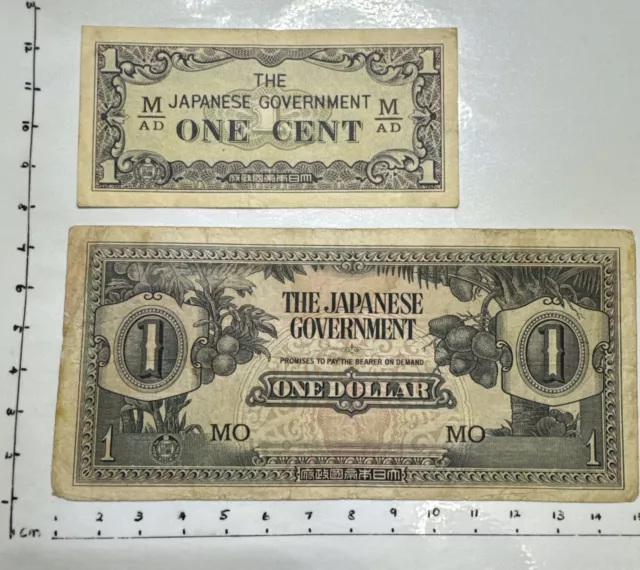 Japanese Invasion Money (JIM) WWII Banknotes Set of 5 Malaya & Philippines. (Use 3