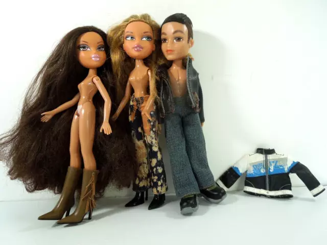 3 Bratz dolls bundle 2001 VERY LONG HAIR + BOY + YASMIN + Some Outfit + Jacket