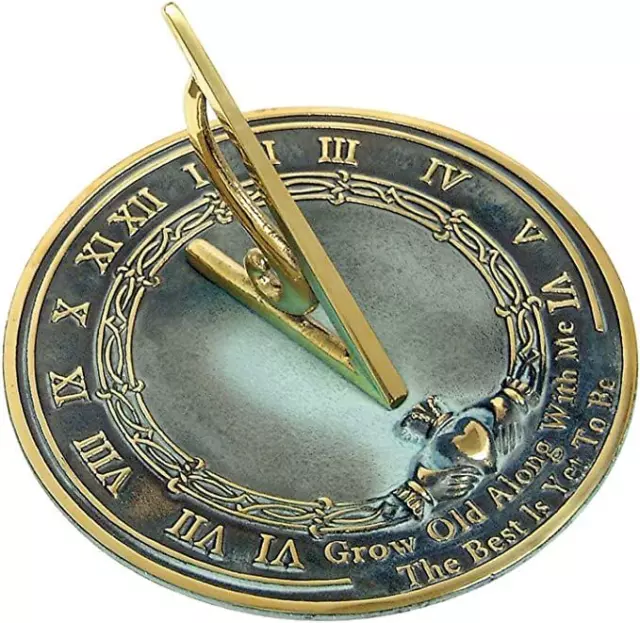 NauticalMart Brass Sundial Grow Old with Me 10" Large Verdigris