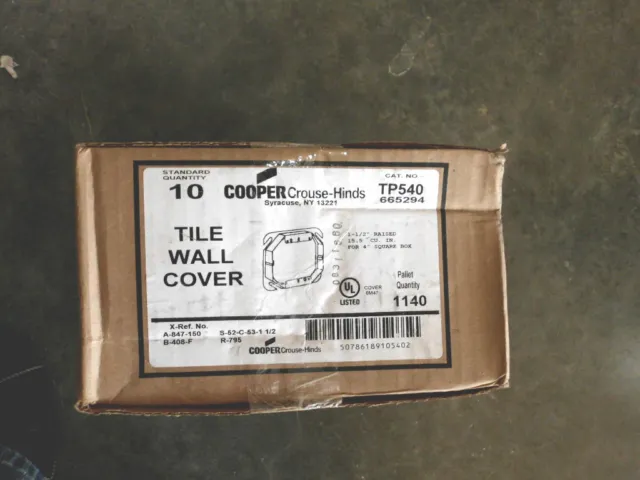 Cooper TP540 Tile Wall Cover 52-C-53 1 1/2" for 4" square box  Qty 20 (M-W)