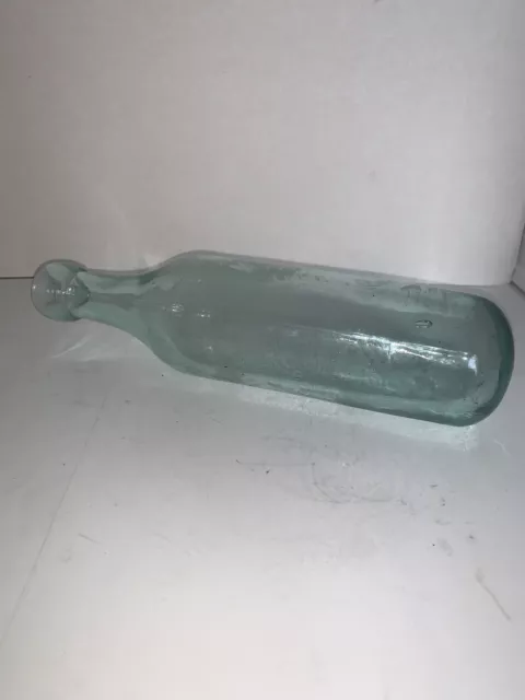 Antique Aqua Blown Glass Torpedo Round Bottom Ship Bottle Blob Top