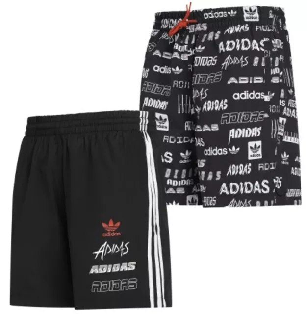 Mens Adidas Originals Shorts Reversible Shorts Swim Summer Holiday - Black