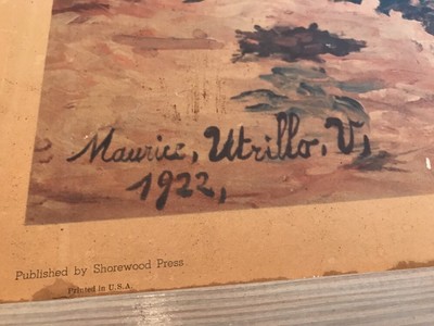 Vintage MAURICE UTRILLO, 5 1922 Lithograph of Oil Painting Framed 32 10 26 Signed 6