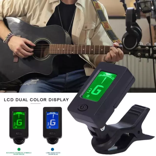 Professional Clip-On Acoustic Guitar Tuner LCD Screen Digital Tuner