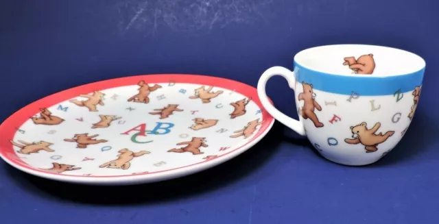 TIFFANY & CO "ALPHABET BEAR" CHILD'S Cup and Plate (MWOB)