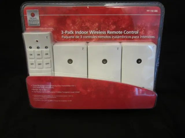 Home Accents 3 Pack Indoor Wireless Remote Control for Outlets NIB
