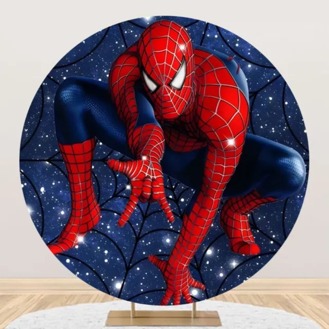 Round Superhero Spiderman Backdrops Birthday Party Photo Background Supplies