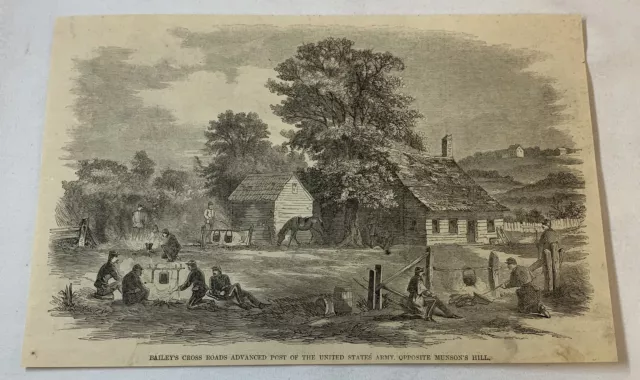1861 magazine engraving~ BAILEY'S CROSS ROADS / REBEL STEAMER 'PAGE'