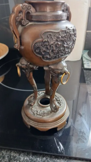 brule-parfum  bronze 19e siècle art d'Asie tete de dragon et sculure
