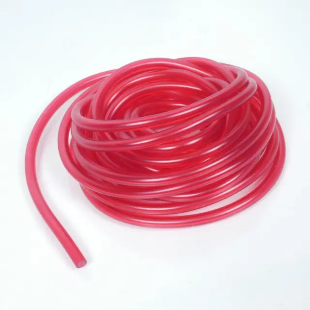 Rouleau de 10m de durite essence souple rouge translucide Ø6x11mm pour moto