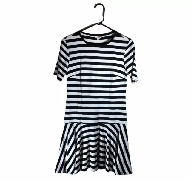 Trina Turk Striped Dress Fit and Flare Jersey Knit Women's Size Small USA Black