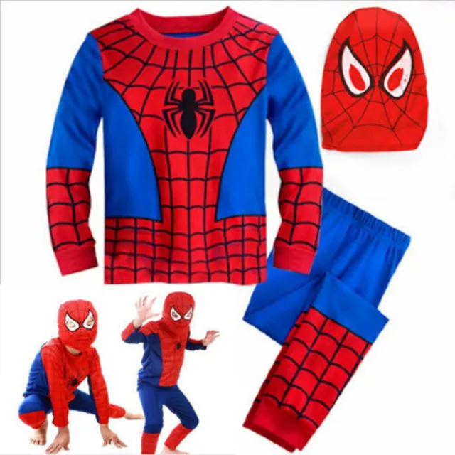 Kids Boys Spiderman Fancy Dress Party Jumpsuit Cosplay Costume Bodysuit 3-7 Age