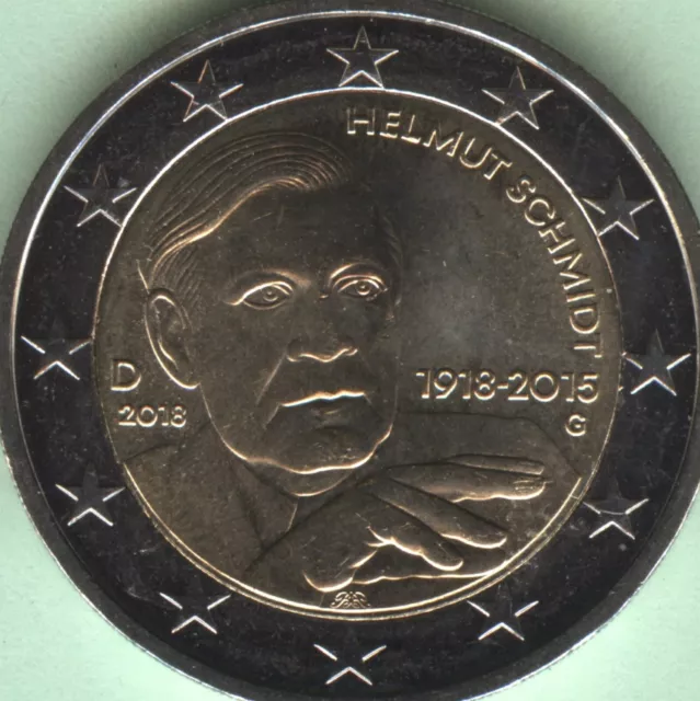 2 Euro 2018 Deutschland, Helmut Schmidt  "G"  Sondermünze, , unzirkuliert