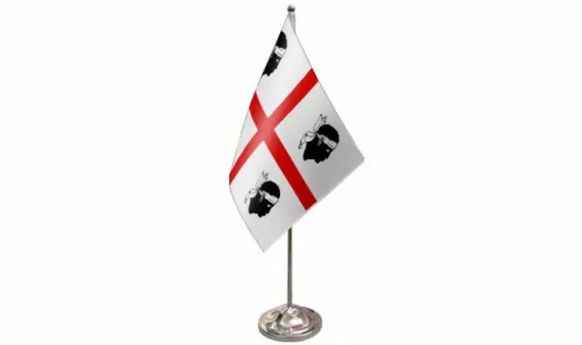 Sardinia (Italy) Satin Flag (9" x 6") with Chrome Base Table Desk Flag Set