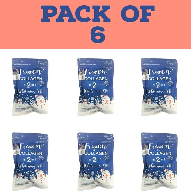New Frozen Collagen, 2 in 1 Whitening x 10 with L-Glutathione capsule- Pack of 6