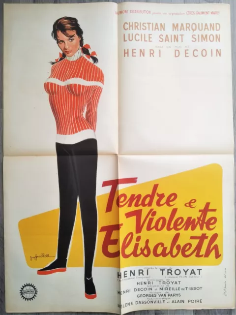 Tendre Et Violente Elizabeth/Affiche De Guy Gérard Noël 60X80 Cm/Henri Decoin