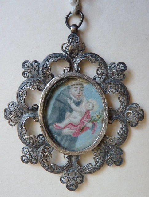 Pendentif Reliquaire En Argent Sterling Avec Pierre Rouge - Bijou Ancien Et Unique