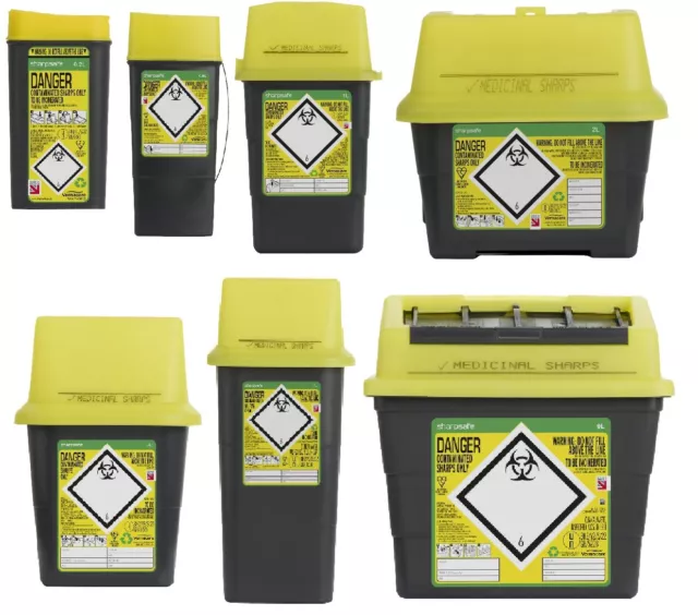 Sharps Waste Bin Box Sharpsafe 0.2 - 13L Medical Lab Supplies Disposables Travel