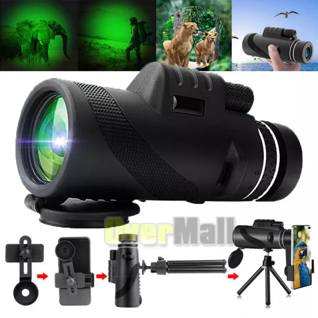 Day Night Vision 80x100 HD Optical Monocular Hunting Camping Handheld Telescope