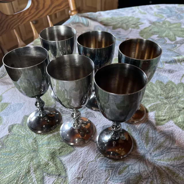 Vtg SILVERPLATE Set Of 6 Goblets W & S Blakinton