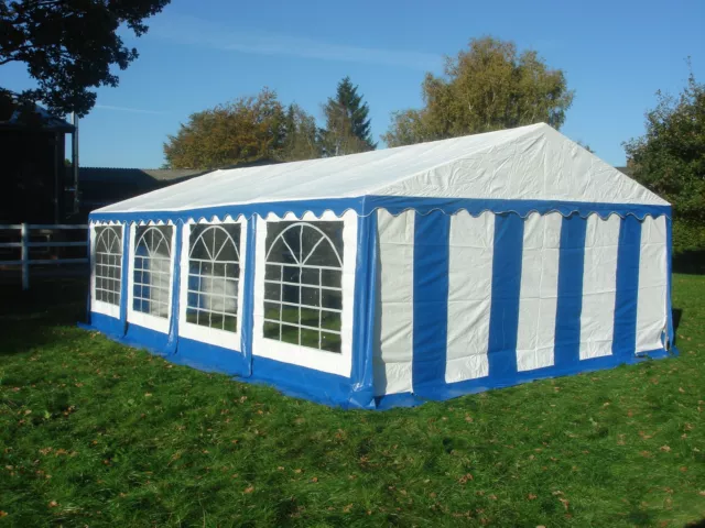 Partyzelt 4x8 m PVC Zelt Pavillon Festzelt Vereinszelt Gartenzelt blau-weiß