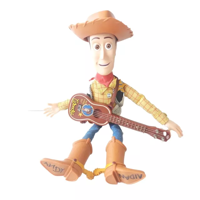 Vintage Woody Toy Story Doll Pull String Working With Guitar Hasbro  Pixar 2002