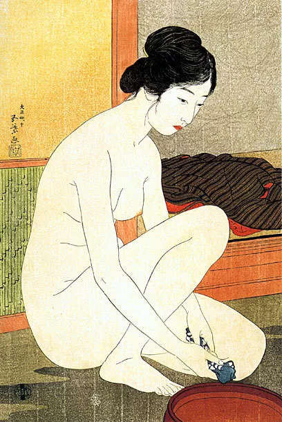 Woman at Bath 22x30 Japanese Print by Goyo Asian Art Japan Numbered Ltd. Edition