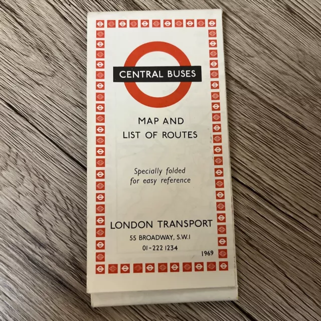 London Transport Central Buses - Map and List of Routes 1969