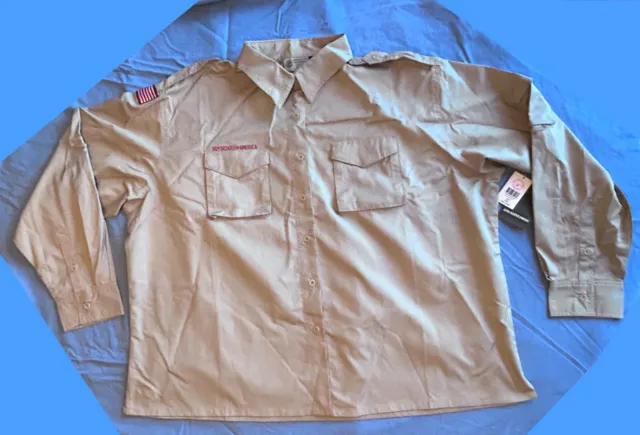 BOY SCOUTS Womens Long Sleeve L/S Official Uniform Shirt BSA POPLIN NWT 46/48 XL