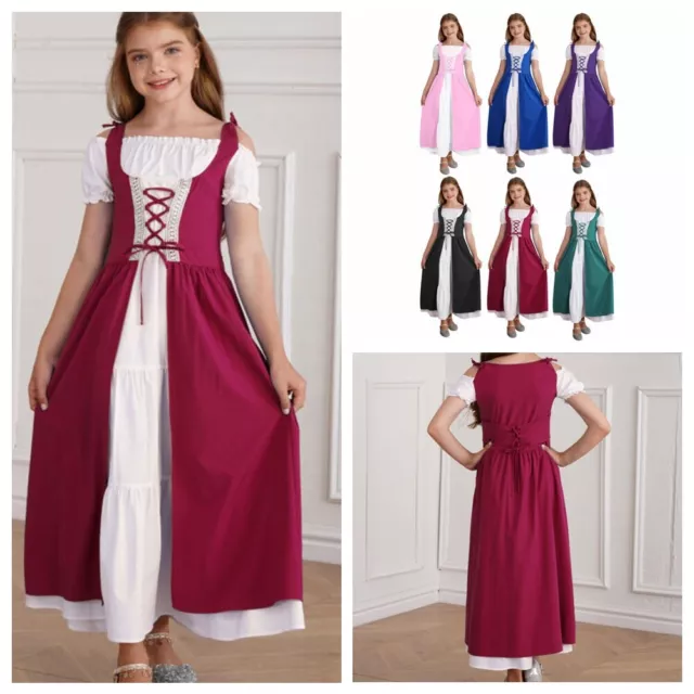 DE Freebily Mädchen Kinder Mittelalterlichen Renaissance Prinzessin Kleid Kostüm