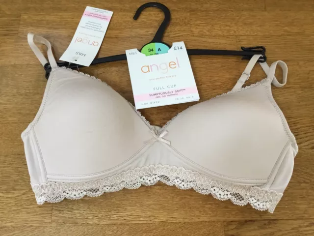 M&S Angel Girls SUMPTUOUSLY SOFT NON WIRED FIRST Bra In PALE BLUE Size 34A