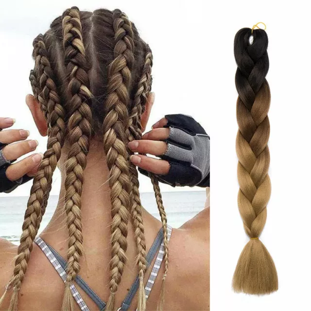 JUMBO Braiding Hair 60cm Hair Extensions Synthetic Fiber Crochet Rainbow Braids