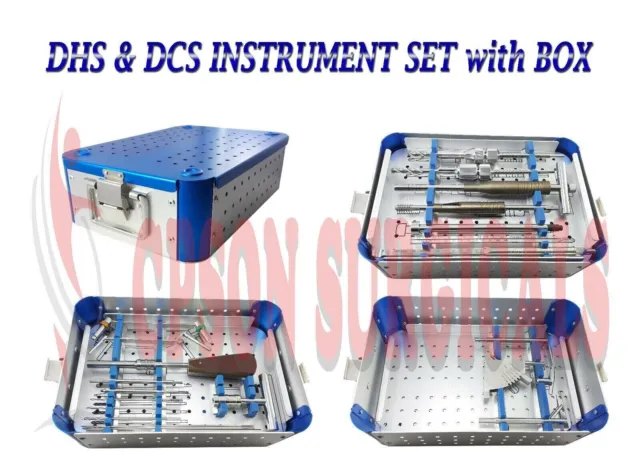 Juego de instrumentos ortopédicos DHS y DCS con caja gráfica de aluminio