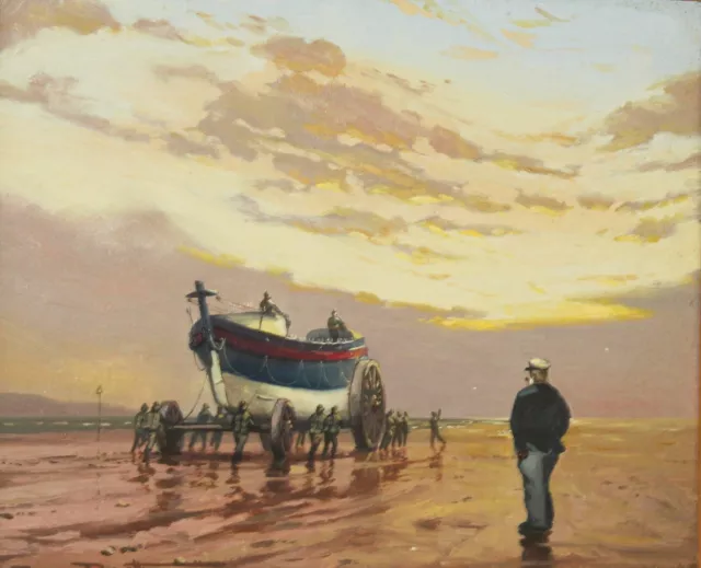 JAMES BRERETON (b.1954 ) Oil Painting Lifeboat Crew 'Bringing in the Lifeboat' 2