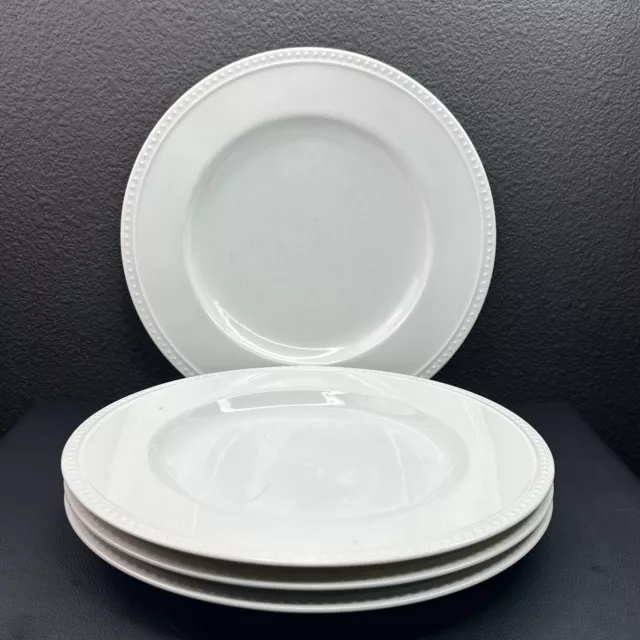 Crate And Barrel Dinner Plates STACCATO Kathleen Wills Set 4 White 11 1/8"