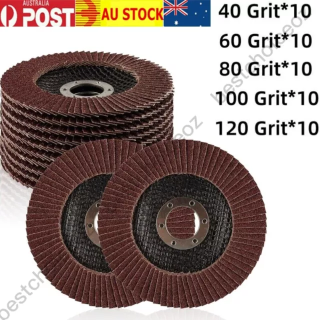 50 x Abrasive 5''125MM Metal Sanding Flap Discs Angle Grinder Wheels Mixed Grit