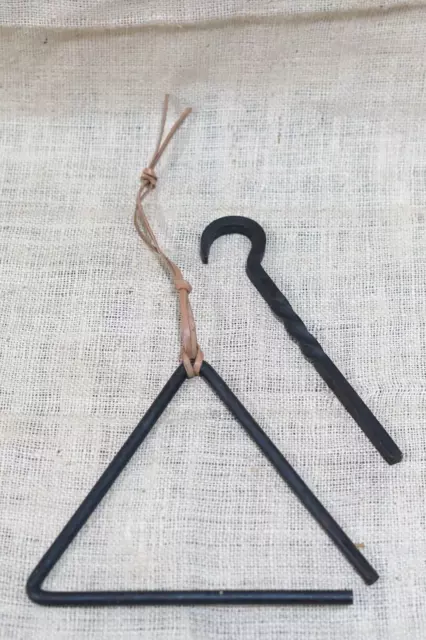 Large Western Dinner Triangle Calling Bell Rustic Decor Chuck Wagon Hand Forged