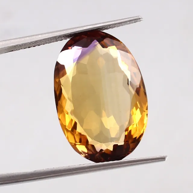 AAA 18.35 CT 100% Naturel Bicolore Amétrine Bolivie Coupe Ovale Desseré Gemme