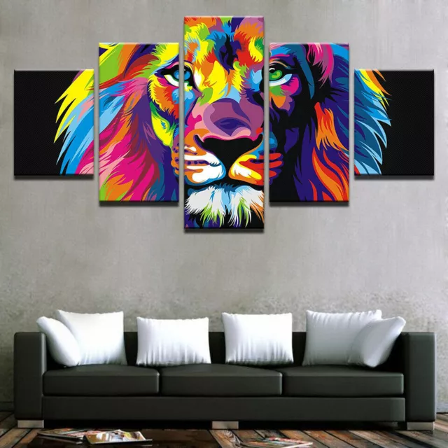 Rainbow Lion Animal Abstract Canvas Prints Painting Wall Art Home Decor Picture