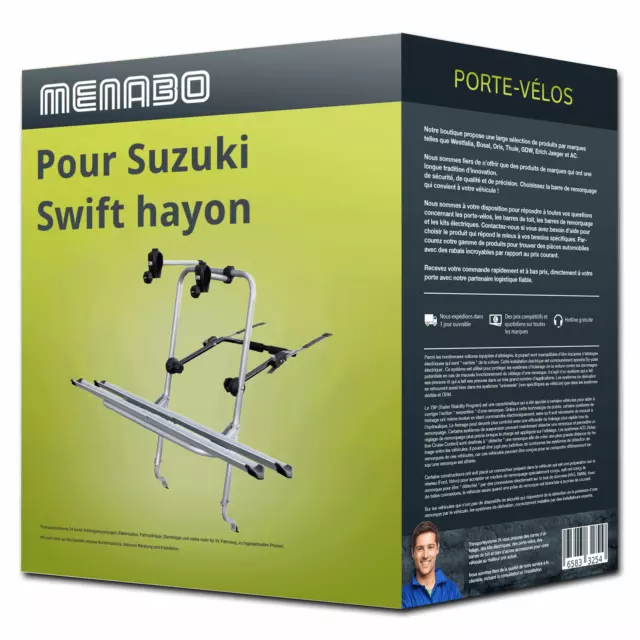 Porte-vélo Menabo Logic 2 pour Suzuki Swift hayon 07.2017-àcejour 2 vélos TOP