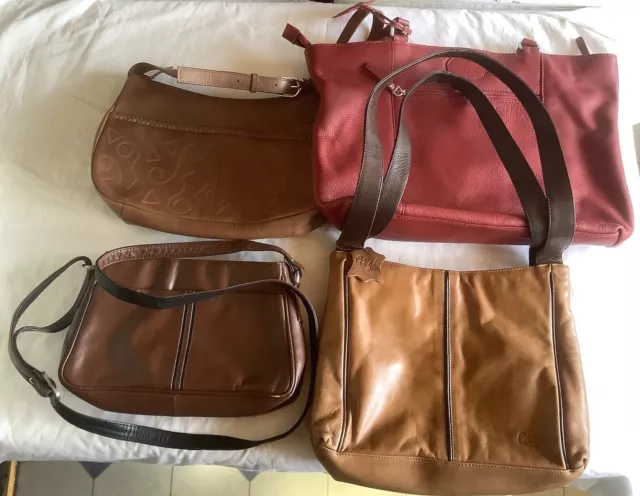 4 Leather Handbags Shoulder Cross Body Bag Gigi Rowallan Alpha Brown Red Tan