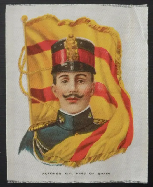 ALFONSO XIII KING OF SPAIN Ruler with Flag 1910 Imperial Tobacco SILK SC9