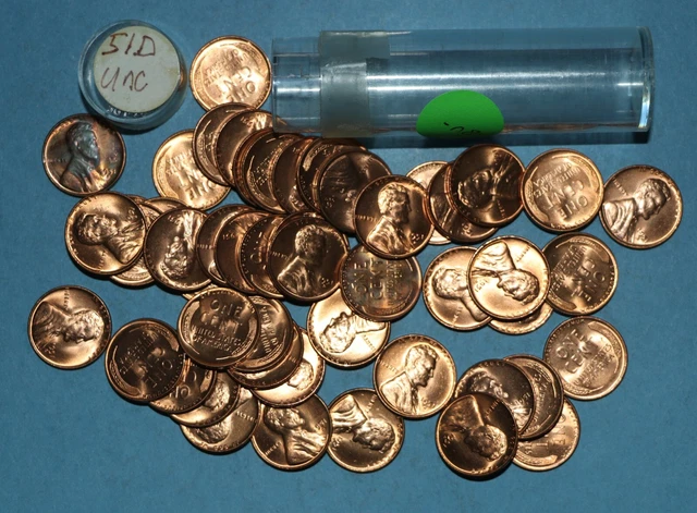 1951 D Lincoln Wheat Cent roll - BU-