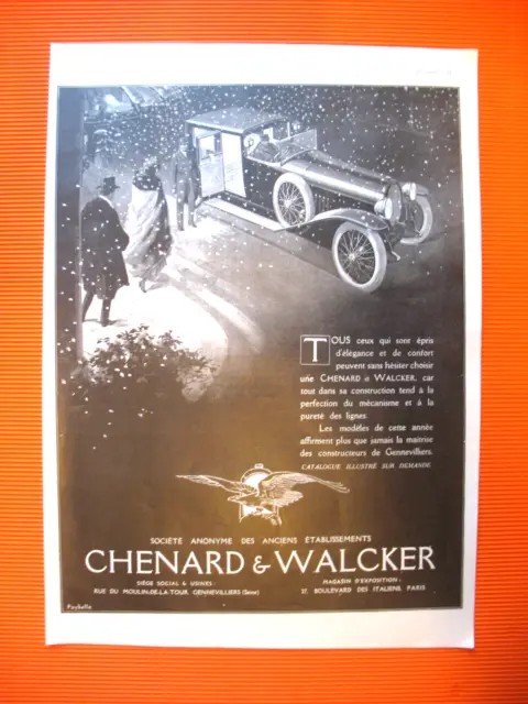 Chenard & Walker Automotive Elegance Comfort Winter Ad 1922 Press Advertisement