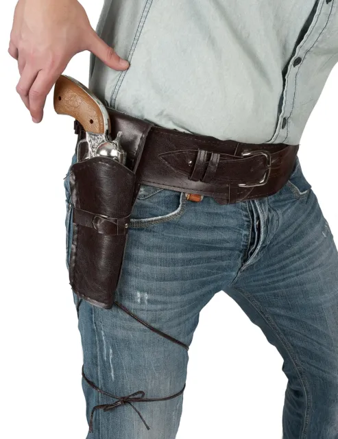 Cowboy Pistolengürtel Duell mit Holster antikbraun 110cm - Cod.68363