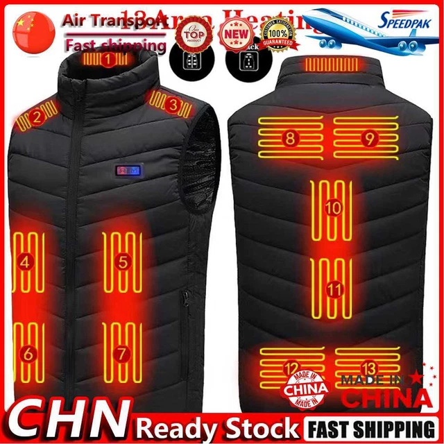 13 Places Gilet Chauffant Veste Hiver Manteau Chauffant Électrique pour Sport Ra