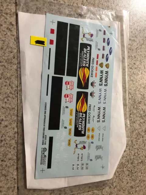 Slixx NHRA 7027 Vintage Waterslide Decals 1/24 Fred Goeske Plymouth Roadrunner