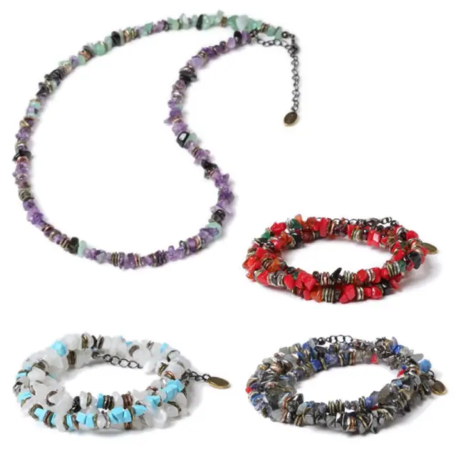 Evangelion Pebble & Metal Chip's Beads Cord Radio Eva & Viviry Gemstone Necklace