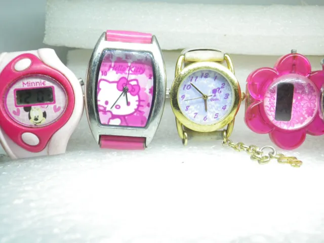 Bonito Lote De 6 Relojes De Coleccion De Niña Minie Barbie Hello Kitty Funcionan